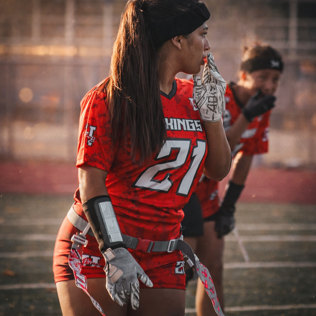 Aces Compression 7v7 Custom Girls Flag Football Uniforms (Long