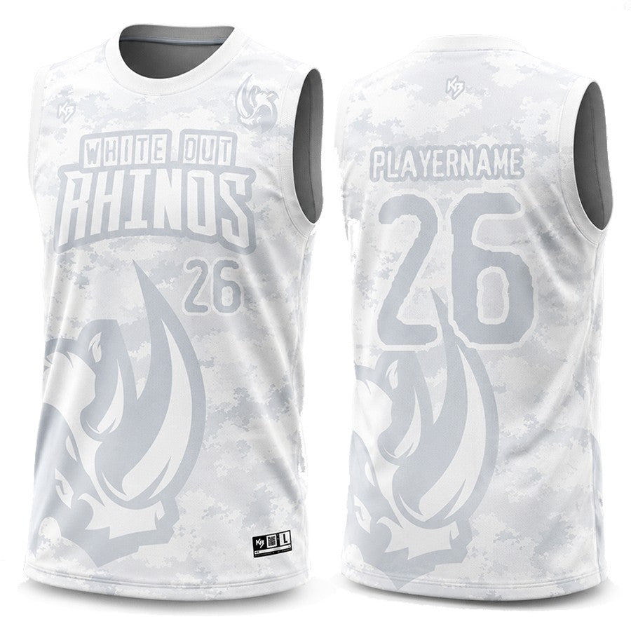 Custom Flag Football Jerseys / White Camo Whiteout Rhino
