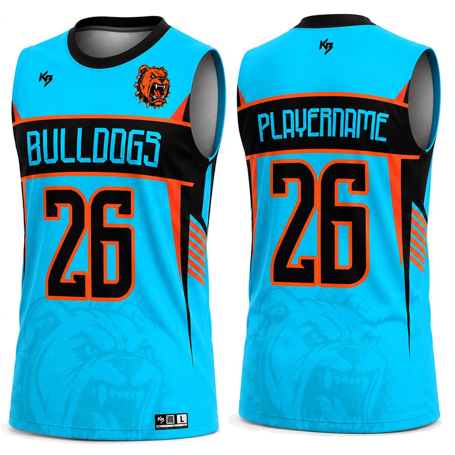 Custom Flag Football Jerseys / Aqua Blue & Orange Bulldogs