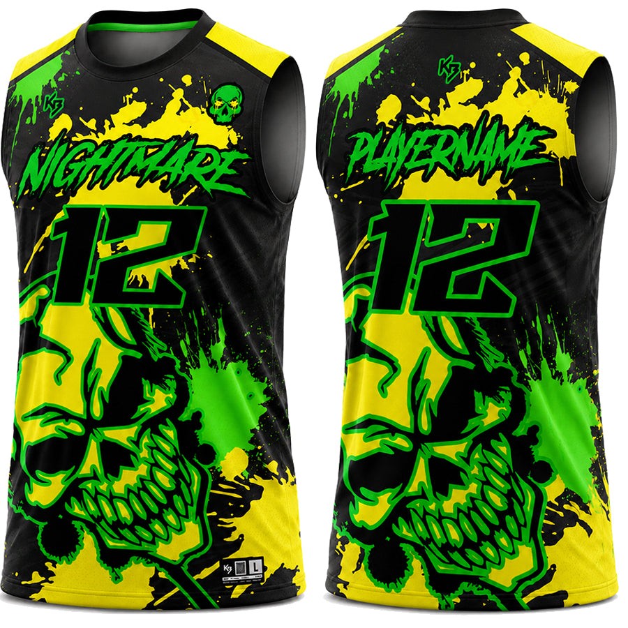 Custom Flag Football Jerseys / Green & Yellow Nightmare