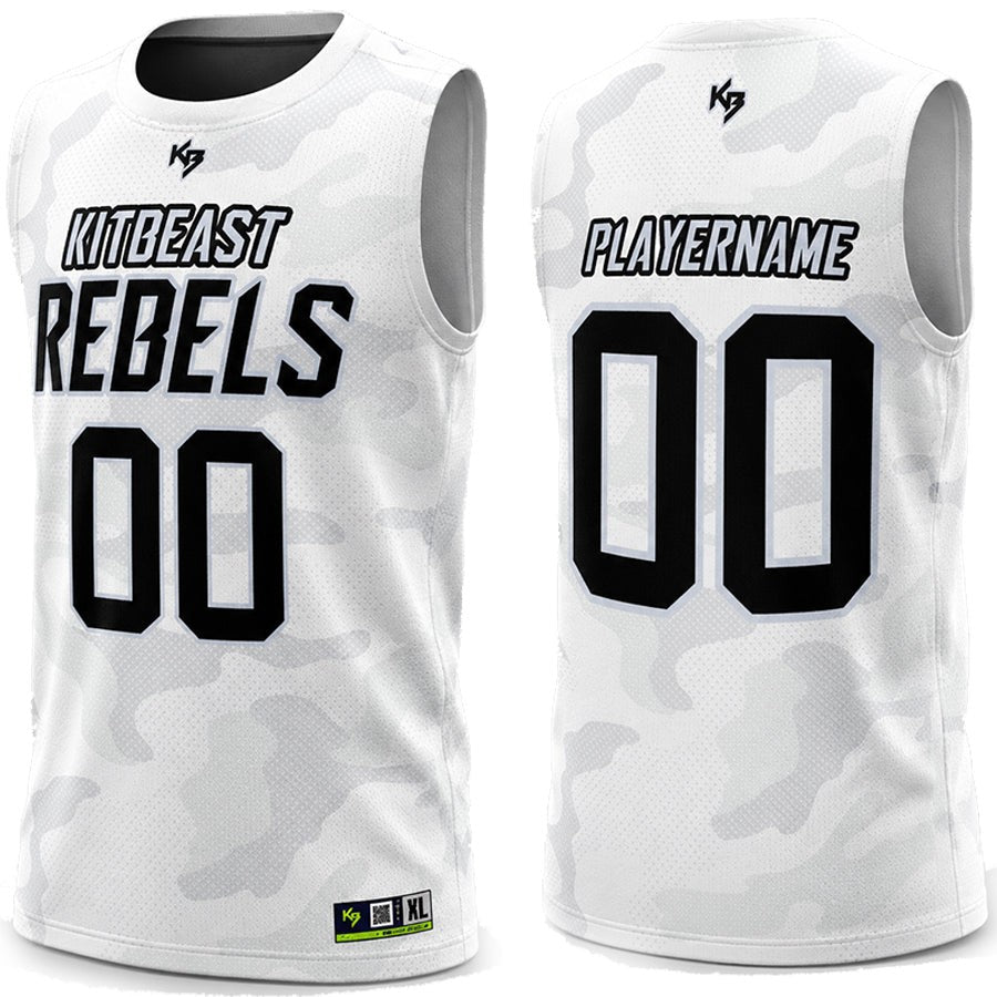 Custom Flag Football Jerseys / White Camo Rebels