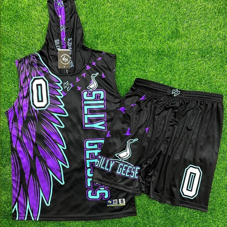 Custom Flag Football Jerseys | Black & Purple Silly Geese