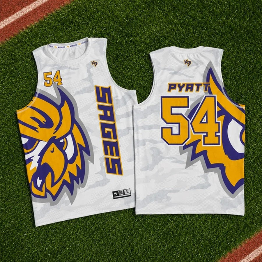 Custom Flag Football Jerseys | Purple & Gold Sages