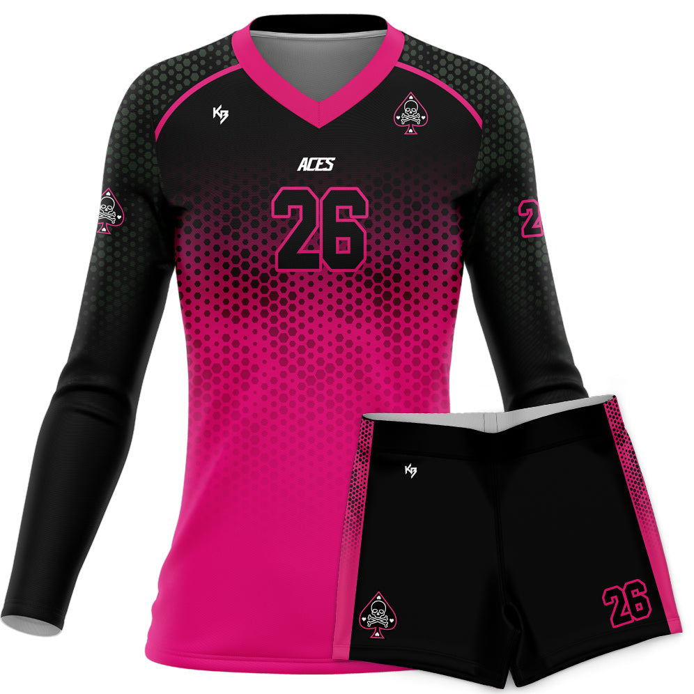 Aces Compression 7v7 Custom Girls Flag Football Uniforms (Long