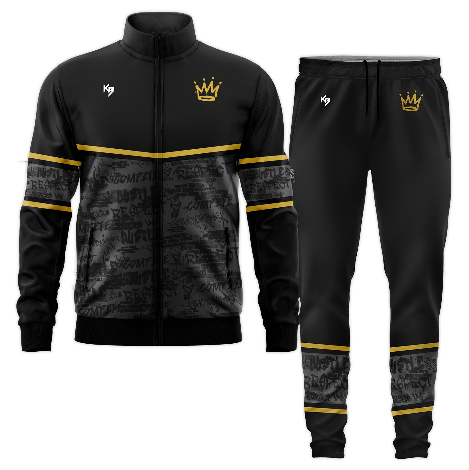 Custom Pattern Track Suits Custom Track Suit for Teams | Black & Gold Warm Up Set – KitBeast ...