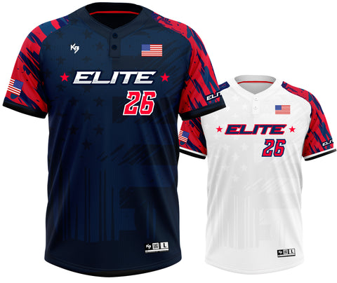 Elite Two Button Custom Softball Jersey ( Home + Away ) V2