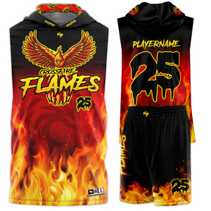 Cross Fire Flames Hooded Drifit 7v7 Custom Flag Football Uniforms