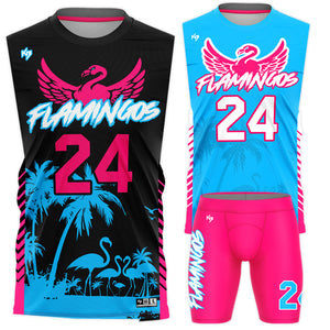 Flamingos Compression 7v7 Custom Flag Football Uniforms (2 Jerseys + 1 Short)