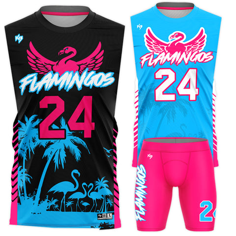 Flamingos Compression 7v7 Custom Flag Football Uniforms (2 Jerseys + 1 Short)