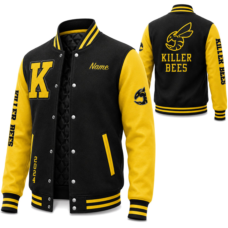 Custom Varsity Jackets | Black & Yellow Letterman Jacket | Killer
