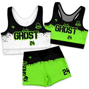 Lady Ghost Womens Compression 7v7 Custom Flag Football Uniforms ( 2 Jerseys + 1 Short )