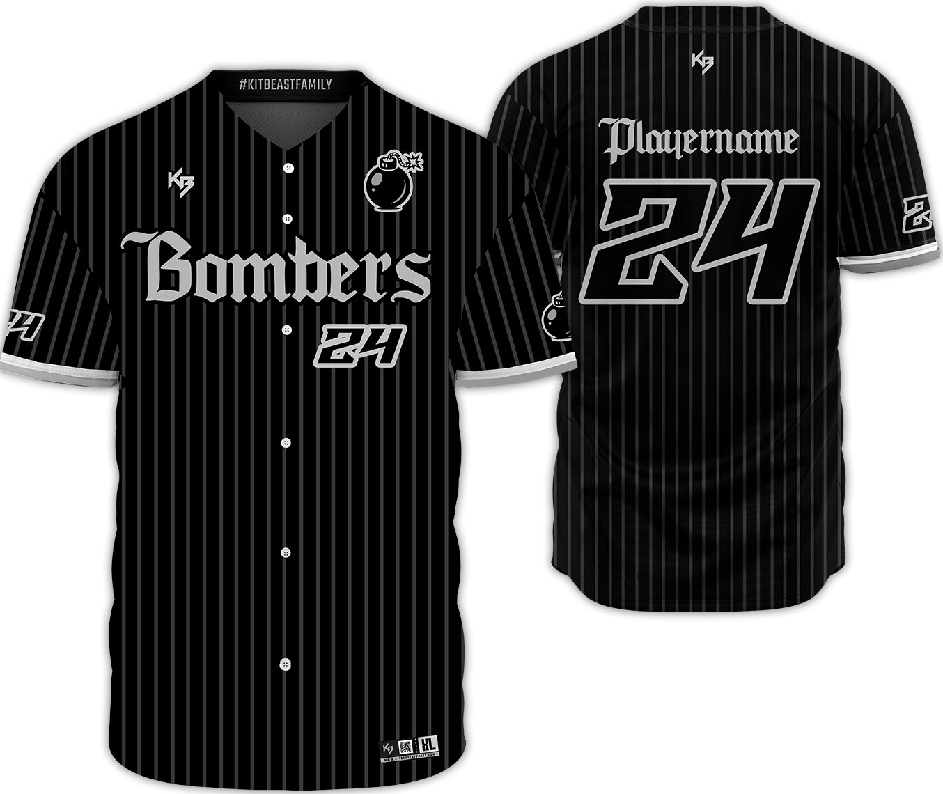 Bombers Button Down Custom Softball Jersey - Main Image