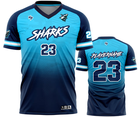Sharks V-Neck Dri-Fit Custom Softball Jersey