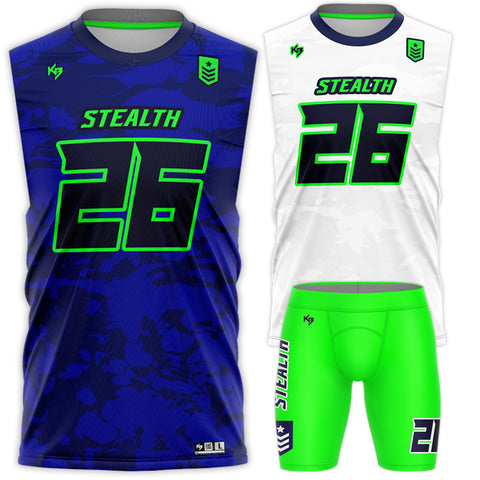 Stealth Compression 7v7 Custom Flag Football Uniforms (2 Jerseys + 1 Short)