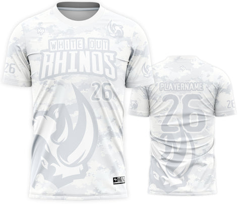 Whiteout Rhinos Dri-Fit Custom Softball Jerseys
