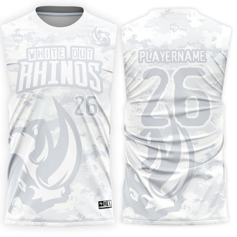 Whiteout Rhinos Compression 7v7 Custom Flag Football Jerseys