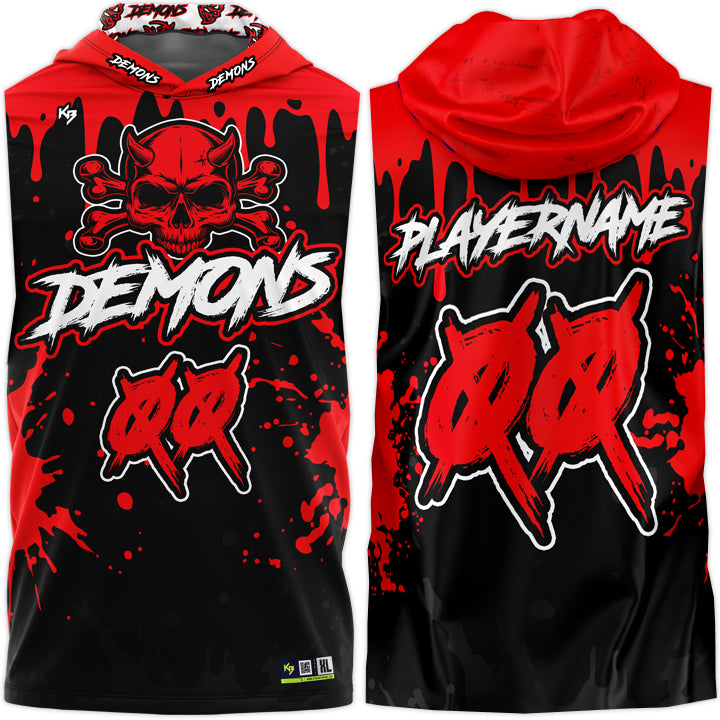 Demons Hooded Compression 7v7 Custom Flag Football Jerseys