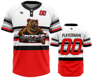 KitBeast Grizzlie Two Button Softball Jersey