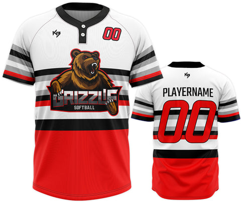 KitBeast Grizzlie Two Button Softball Jersey