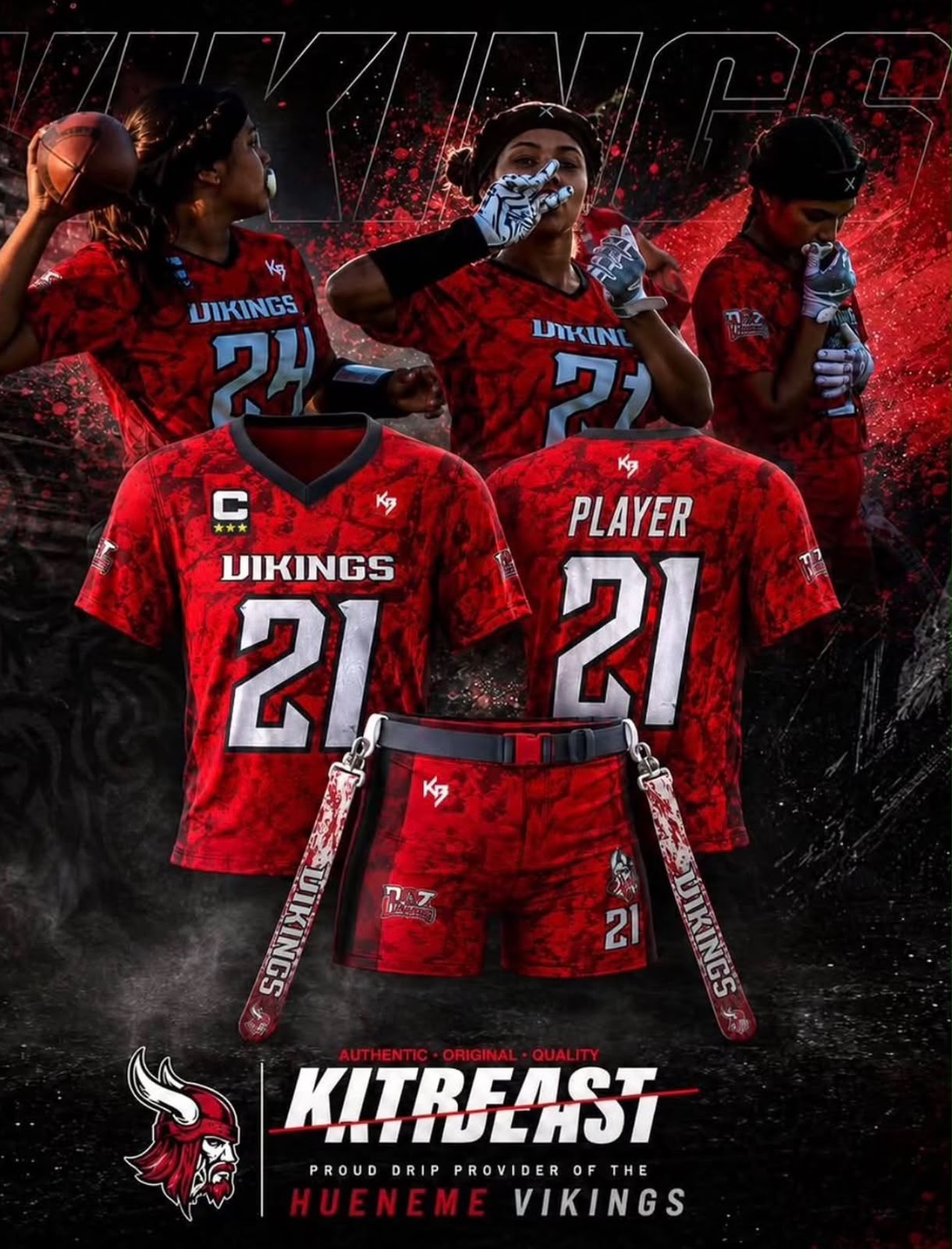 Hueneme Vikings wearing custom KitBeast uniforms