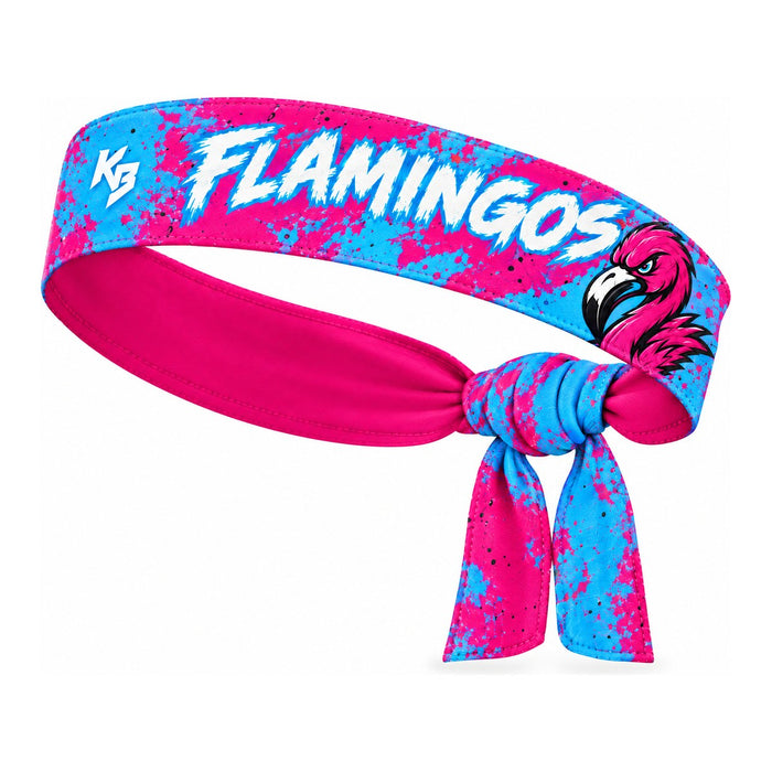 Custom Tie-Back Headbands / Pink & Blue Flamingos