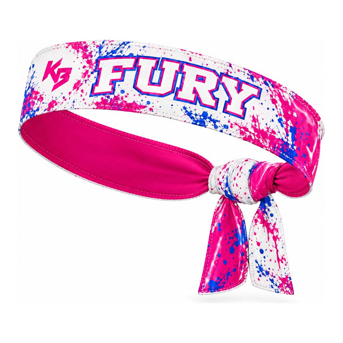 Custom Tie-Back Headbands / Pink & Blue Splatter Fury