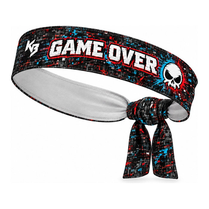 Custom Tie-Back Headbands / Glitch Skull Game Over